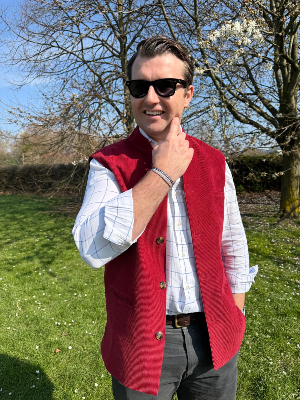 Burgundy Cord Nehru Gilet