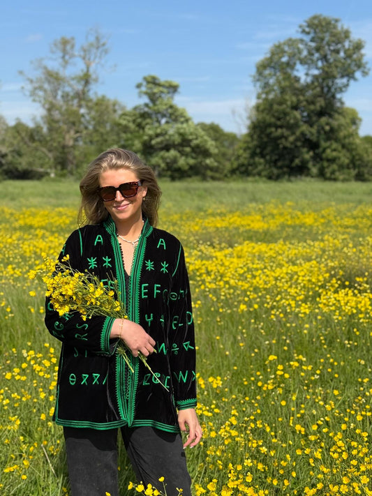 Emerald Script Velvet Jacket