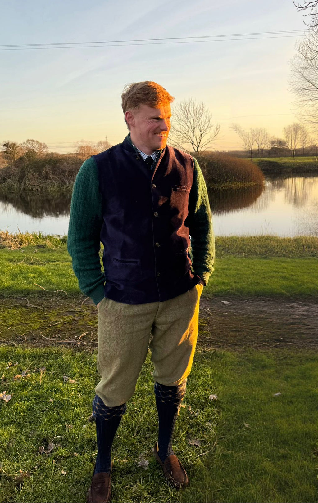 Navy Velvet Nehru Waistcoat